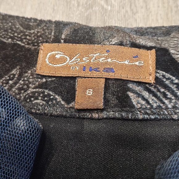 Obstinee by IKA Embroidered Tapestry Blazer Coat Multicolor Colorblock Women's 8 - Picture 8 of 8